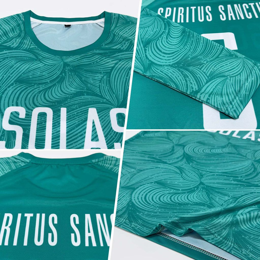 Custom Aqua White Sublimation Soccer Uniform Jersey