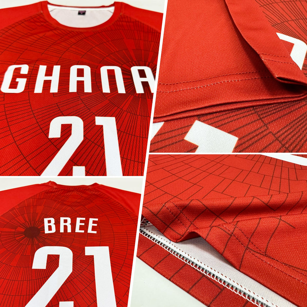 Custom Red White Sublimation Soccer Uniform Jersey