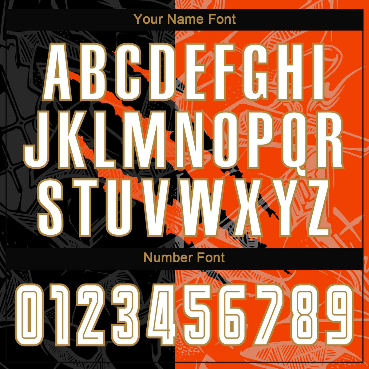 Custom Graffiti Pattern White Black Orange-Old Gold Scratch Sublimation Soccer Uniform Jersey