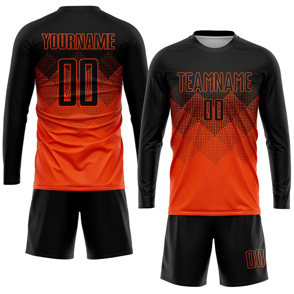 Custom Orange Black Gradient Square Shape Sublimation Soccer Uniform Jersey