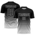Custom Black White Pinstripe Fade Fashion Sublimation Soccer Uniform Jersey
