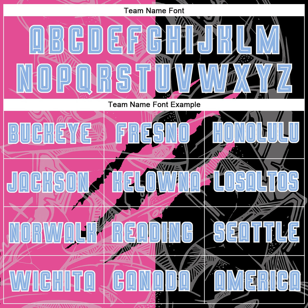 Custom Graffiti Pattern Light Blue Black-Pink Scratch Sublimation Soccer Uniform Jersey